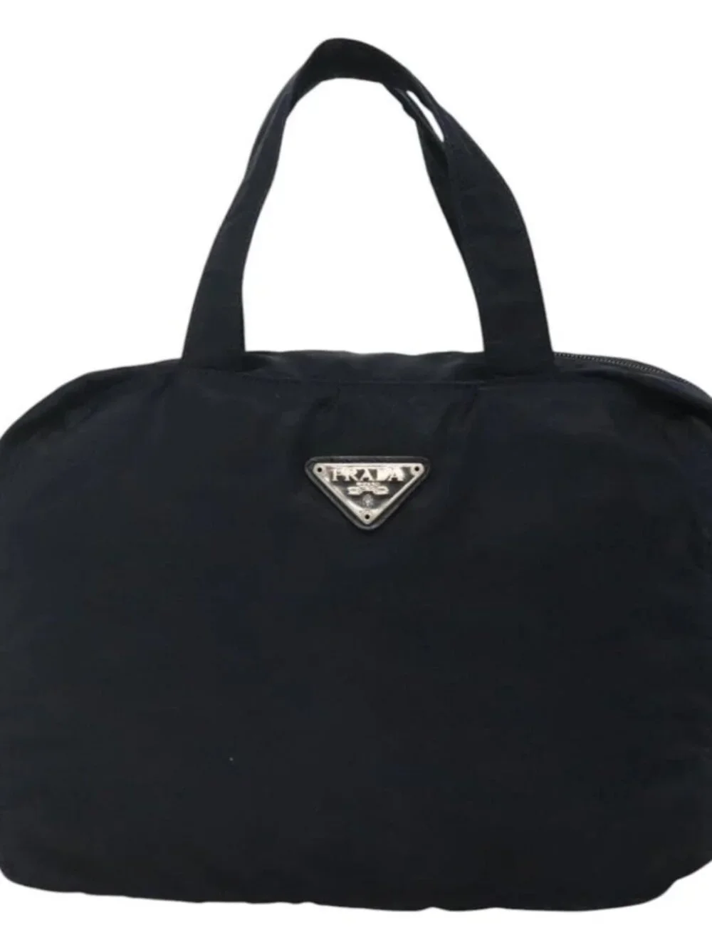 PRADA Hand Bag Nylon Navy Silver Auth bs22993